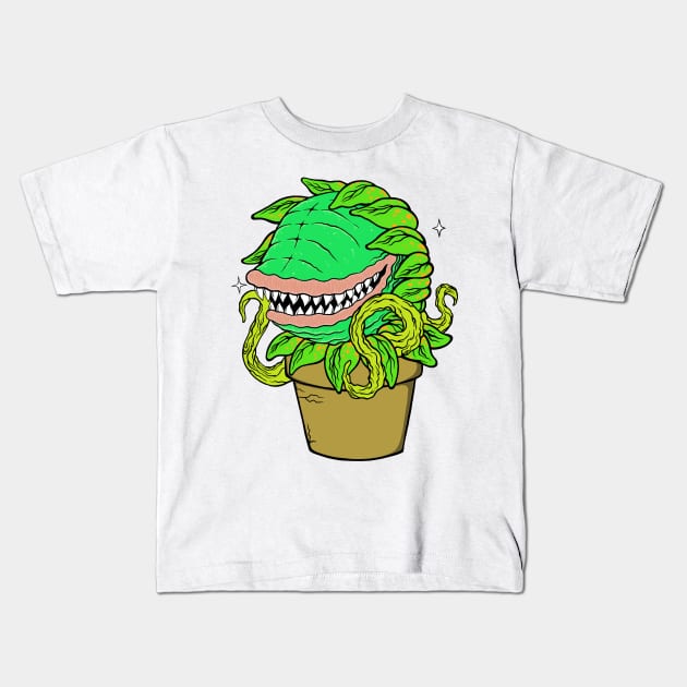 Carnivorous Plant Kids T-Shirt by flynnryanart